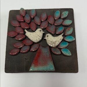 Charming Ceramic Tile with 2 Birds in a Tree.